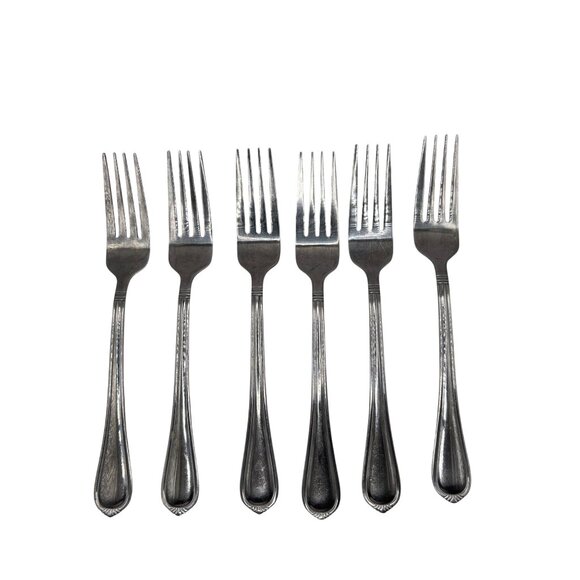 Towle Silver Vienna Stainless Steel Dinner Forks Set Of 6 Glossy Finish 7 3/4" - Picture 3 of 5